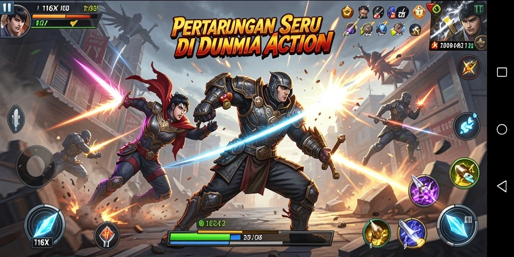Tampilan menarik gameplay seru dalam 116X yang penuh aksi.