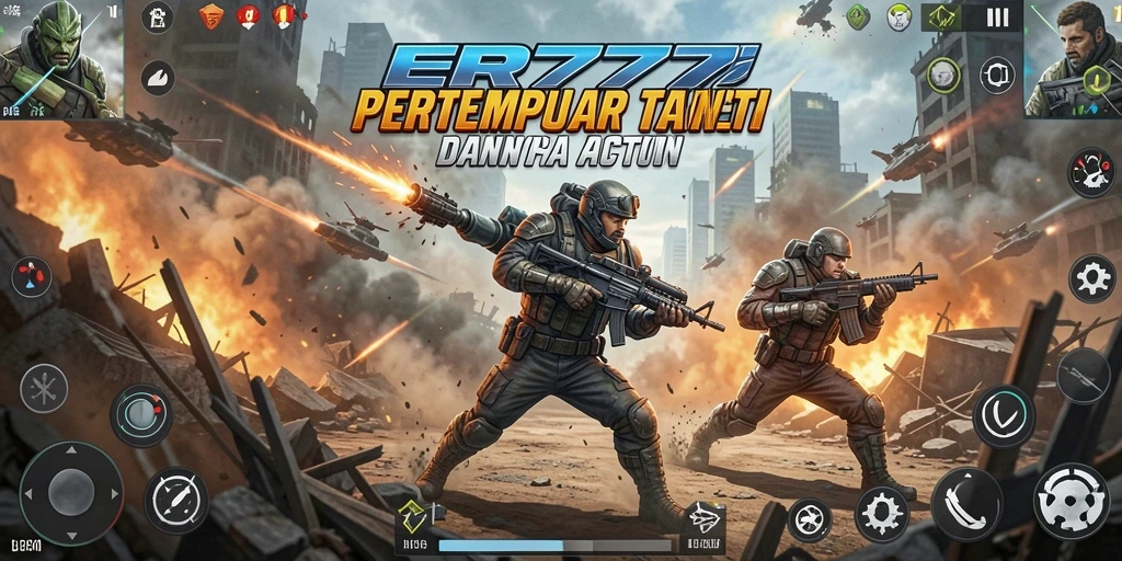 Screenshot utama ER777 menunjukkan aksi mendebarkan dalam pertempuran.