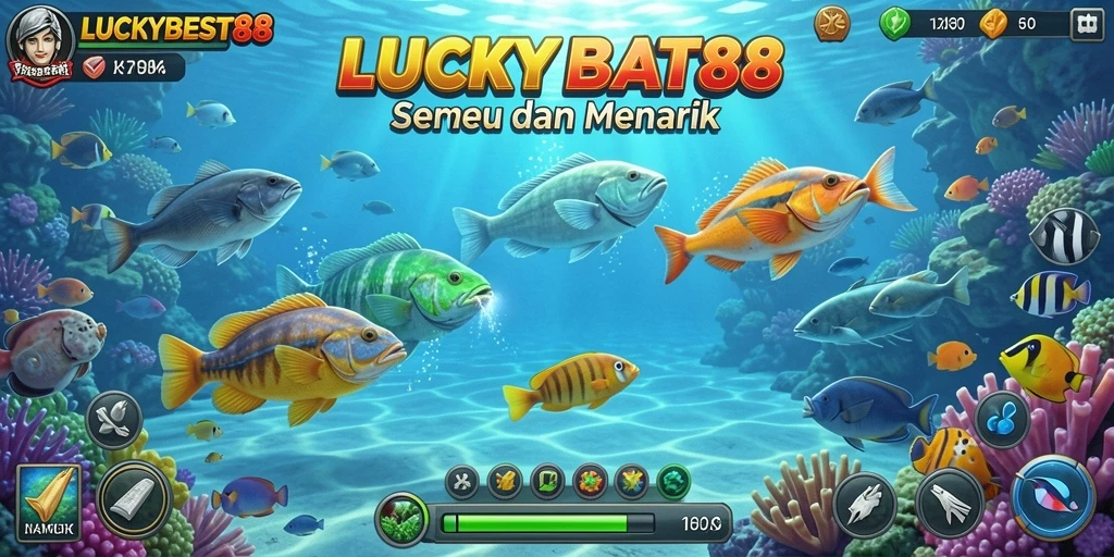 Screenshot gameplay menampilkan aksi seru dalam Tembak Ikan.