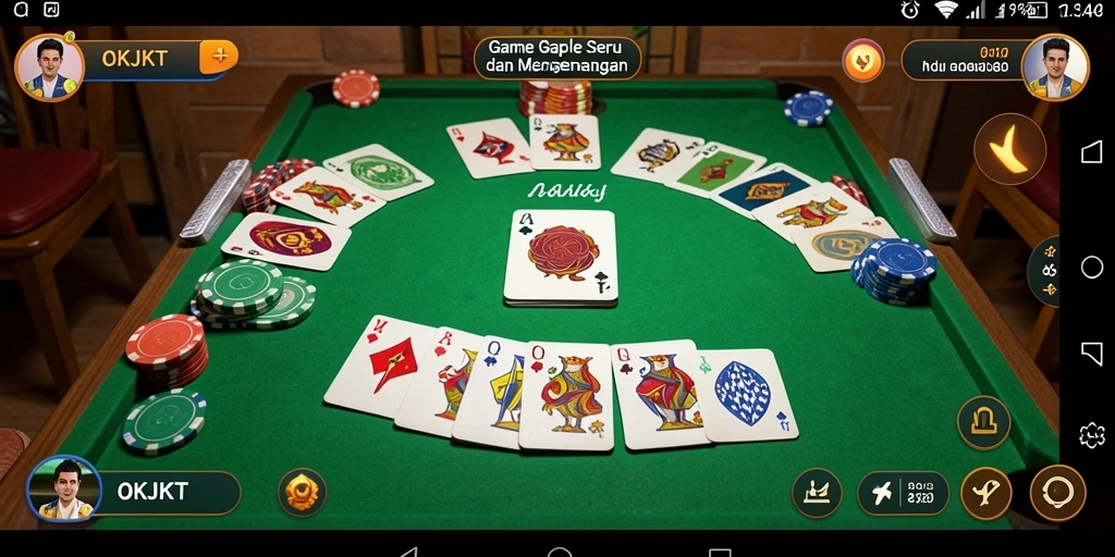 Tampilan gameplay seru di OKJKT dengan kartu Gaple.
