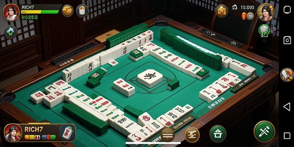 Screenshot RICH7 menampilkan gameplay Mahjong yang menegangkan dan menyenangkan.