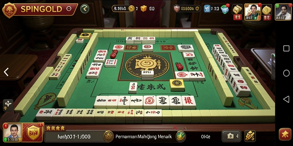 Tampilan menarik gameplay SPINGOLD dalam suasana Mahjong.